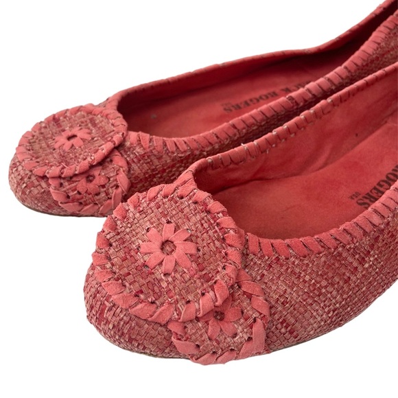 JACK ROGERS Orange Red Straw Slip On Flats Size 8M - Picture 7 of 12